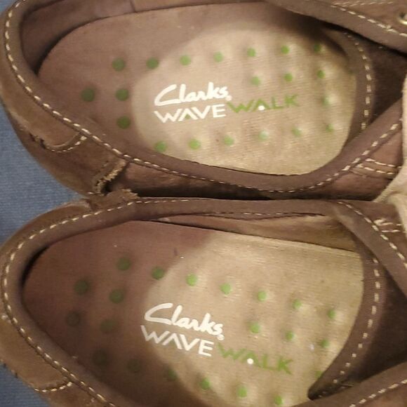 Clarks Wave Walk Womens Brown Leather Lace Up Comfort Shoes Size 8.5 W - Picture 7 of 10